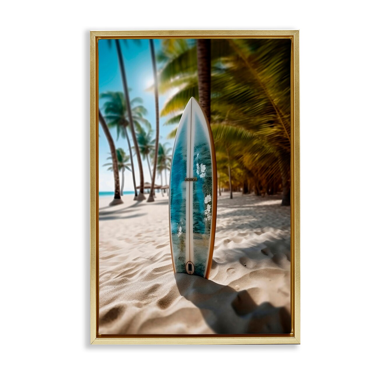 Stupell Industries Blue Surfboard Coastal Blur Black Framed Floater Canvas Wall Art, design by LSR Design Studio